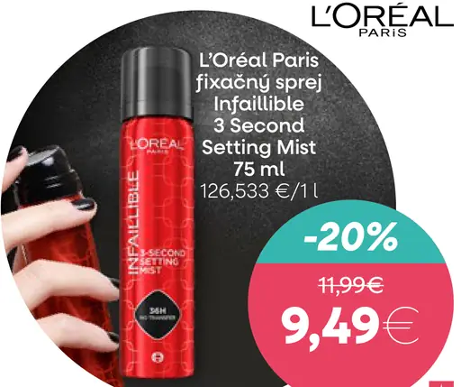 L’Oréal Paris fixačný sprej na make-up Infallible 3 Second Setting Mist