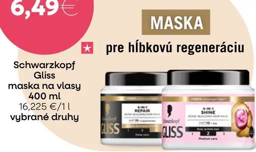 Schwarzkopf Gliss maska na vlasy pre hĺbkovú regeneráciu