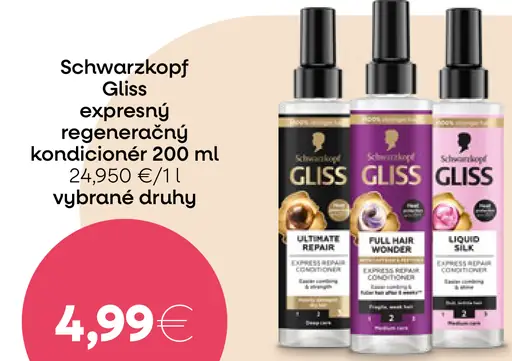 Schwarzkopf Gliss expresný regeneračný kondicionér s tepelnou ochranou