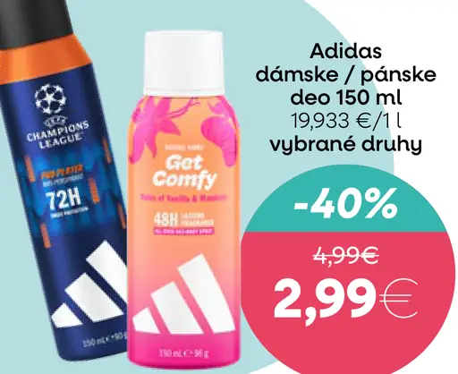 Adidas dámske alebo pánske deo sprej