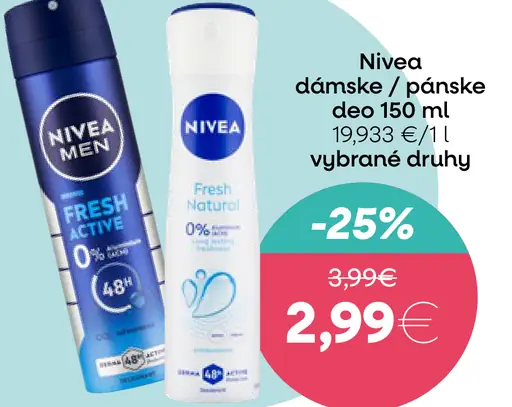 Nivea dámske alebo pánske deo sprej