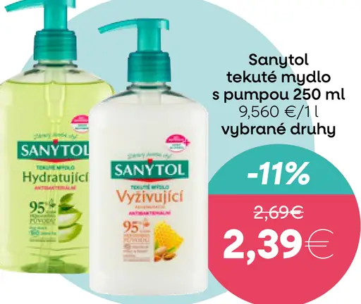Sanytol tekuté mydlo s pumpou vybrané druhy