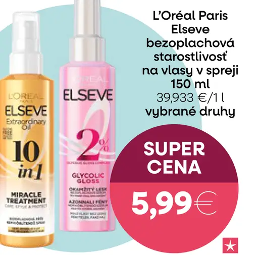 L’Oréal Paris Elseve bezoplachová starostlivosť na vlasy v spreji vybrané druhy