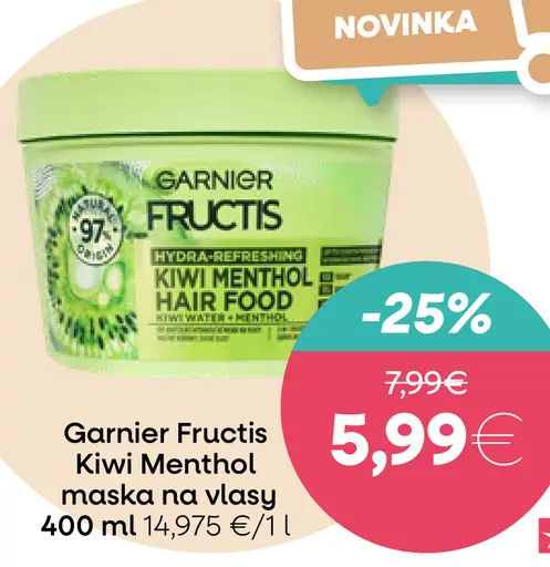 Garnier Fructis Kiwi Menthol maska na vlasy