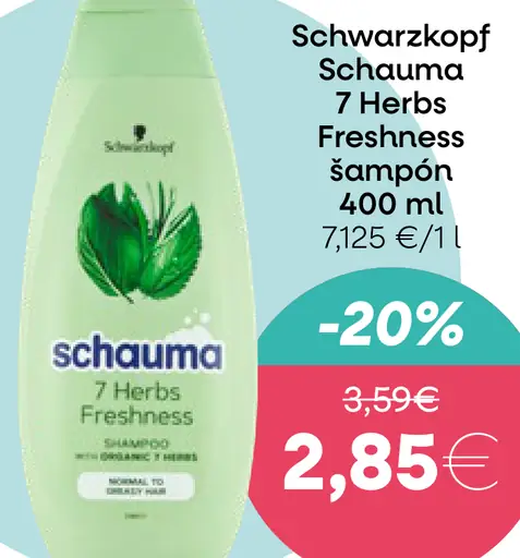 Schwarzkopf Schauma 7 Herbs Freshness šampón