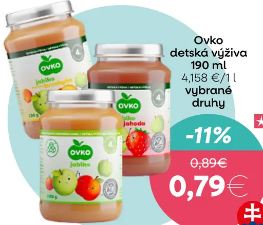 Ovko detská výživa vybrané druhy