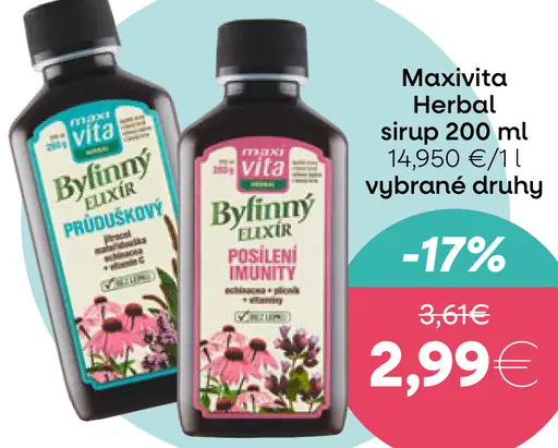Maxivita Herbal sirup vybrané druhy