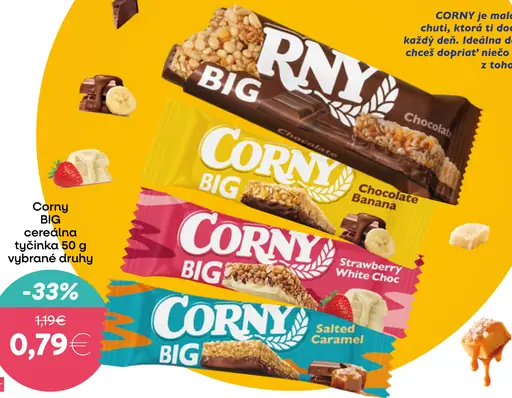 Corny Big tyčinka rôzne druhy