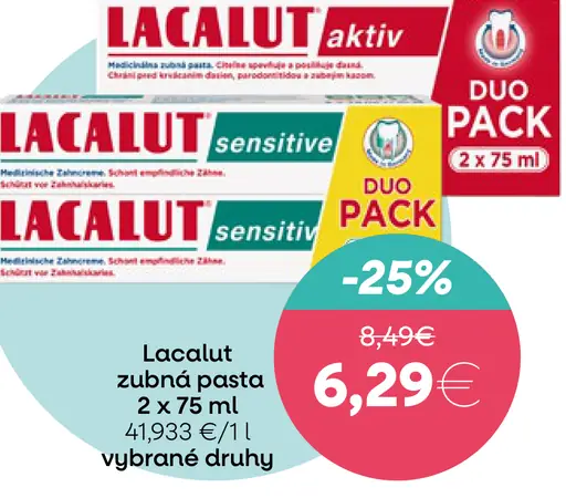 Lacalut zubná pasta Aktiv DUO pack