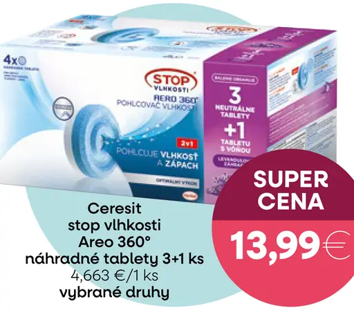 Ceresit Stop vlhkosti Aero 360° náhradné tablety 3+1