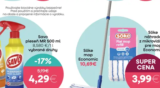 Soke náhrada z mikrovlákna pre mop Economic
