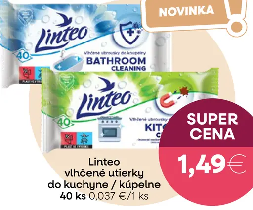 Linteo vlhčené utierky do kuchyne a kúpeľne