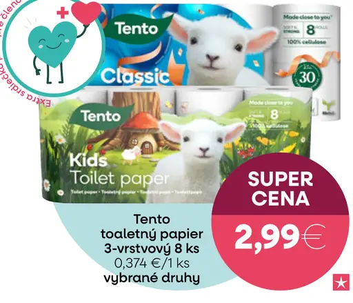 Tento Kids toaletný papier 3-vrstvový