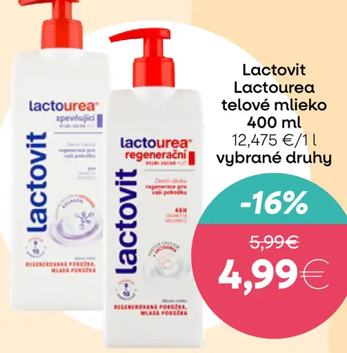 Lactovit Lactourea telové mlieko vybrané druhy