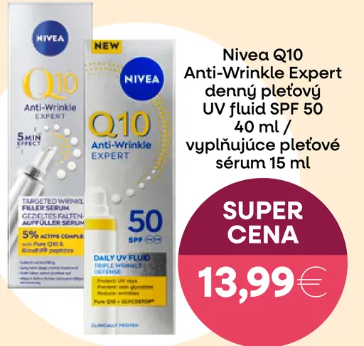 Nivea Q10 Anti-Wrinkle Expert denný pleťový UV fluid SPF 50 a vypĺňajúce pleťové sérum