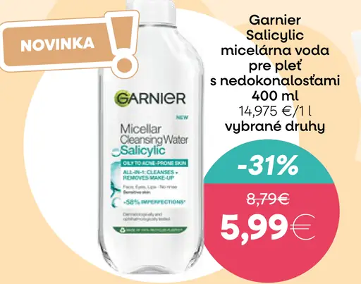 Garnier Salicylic micelárna pleťová voda pre pleť s nedokonalosťami