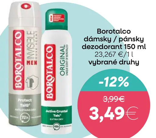 Borotalco dámsky alebo pánsky dezodorant sprej