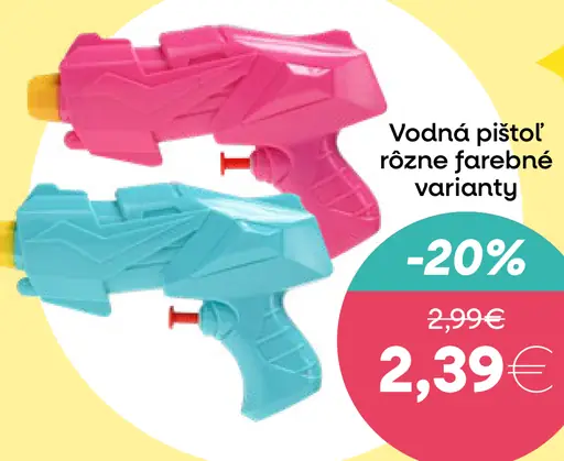 Vodná pištoľ rôzne farebné varianty
