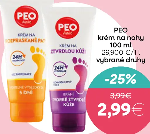 PEO krém na nohy proti stvrdnutej koži vybrané druhy