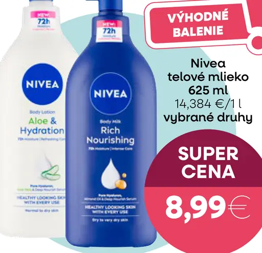 Nivea telové mlieko