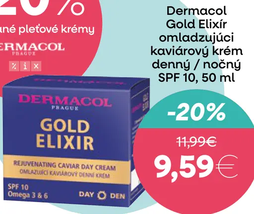 Dermacol Gold Elixir omladzujúci káviárový krém denný / nočný SPF 10
