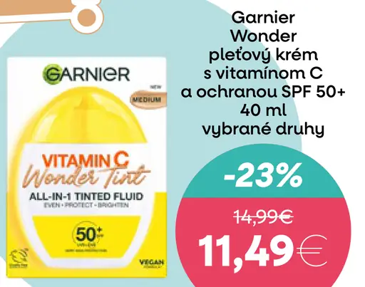 Garnier Wonder pleťový krém s vitamínom C a ochranou SPF 50+