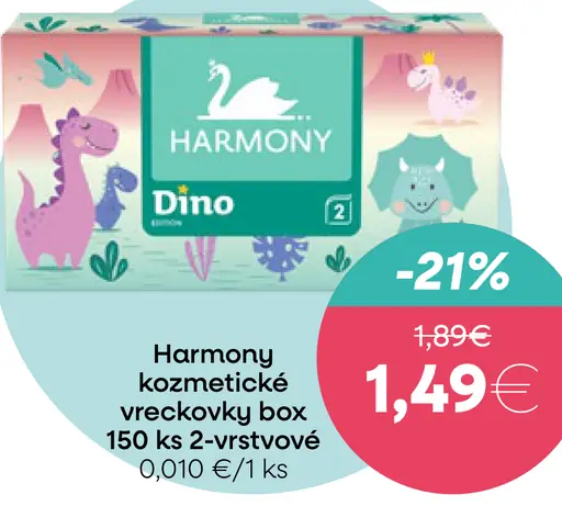 Harmony Dino kozmetické vreckovky box 2-vrstvové