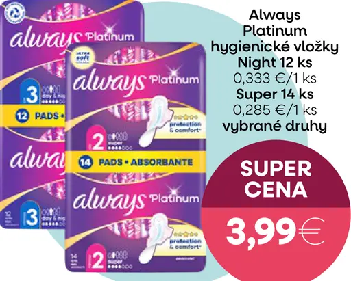 Always Platinum hygienické vložky Night