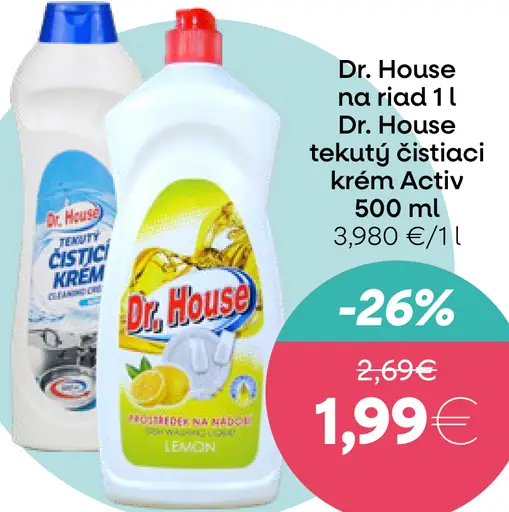 Dr. House tekutý čistiaci krém Active na riad a kuchyňu