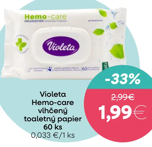 Violeta Hemo-care vlhčený toaletný papier