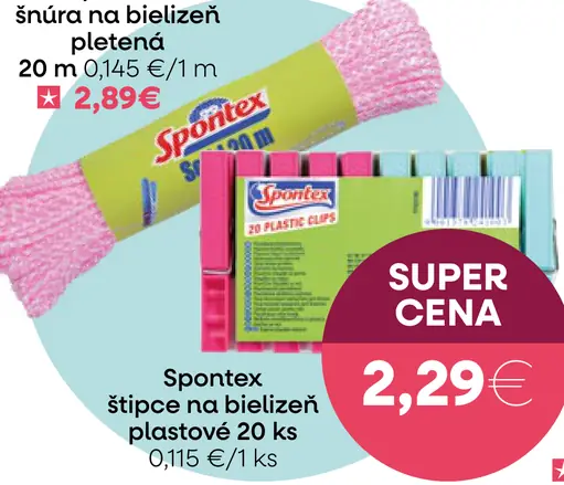 Spontex štipce na bielizeň plastové