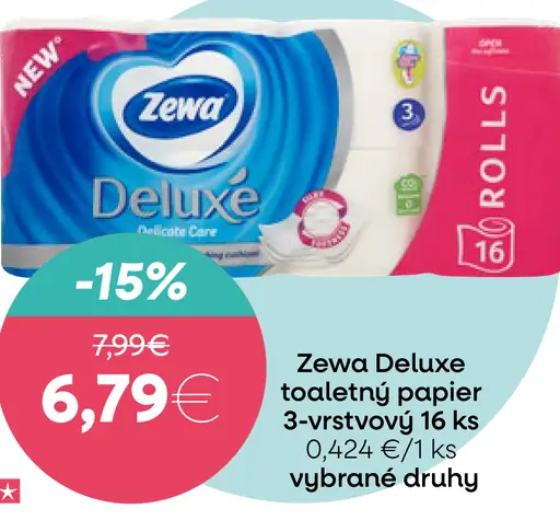 Zewa Deluxe Delicate Care toaletný papier 3-vrstvový