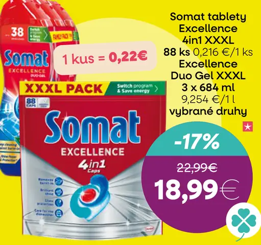 Somat Excellence 4v1 tablety do umývačky riadu XXXL