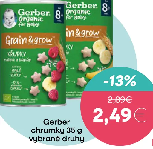 Gerber Grain & Grow chrumky vybrané druhy