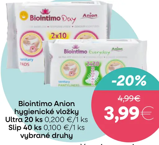 Biointimo Anion hygienické vložky Ultra Day
