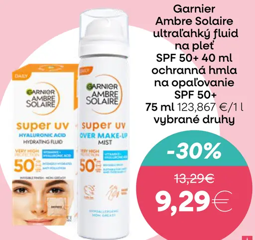 Garnier Ambre Solaire ultraľahký fluid na pleť SPF 50+ ochranná hmla na opaľovanie SPF 50 vybrané druhy