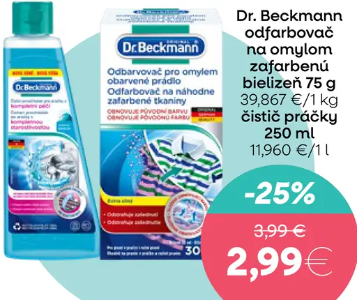 Dr. Beckmann odfarbovač na omylom zafarbenú bielizeň