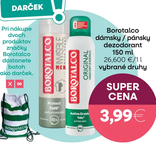 Borotalco dámsky alebo pánsky dezodorant vybrané druhy