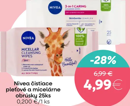 Nivea čistiace pleťové a micelárne obrúsky