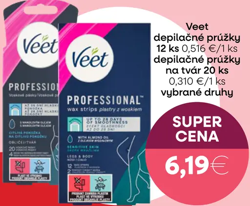 Veet depilačné prúžky na tvár