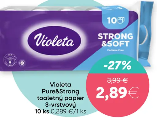 Violeta pure&strong toaletný papier 3-vrstvový
