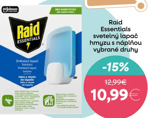 Raid Essentials svetelný lapač hmyzu s náplňou