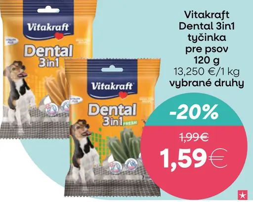 Vitakraft Dental 3in1 pochúťka pre psy