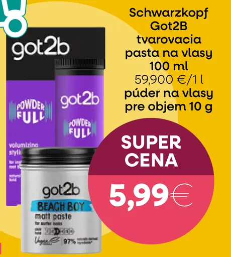 Schwarzkopf Got2b tvarovacia pasta na vlasy alebo púder na vlasy