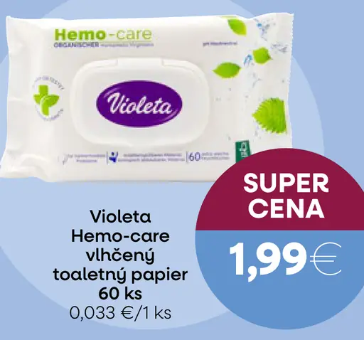 Violeta Hemo-care vlhčený toaletný papier