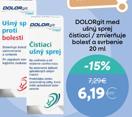 Dolorgit med čistící sprej ušný sprej čistiaci a zmierňujúci bolesť v ušiach