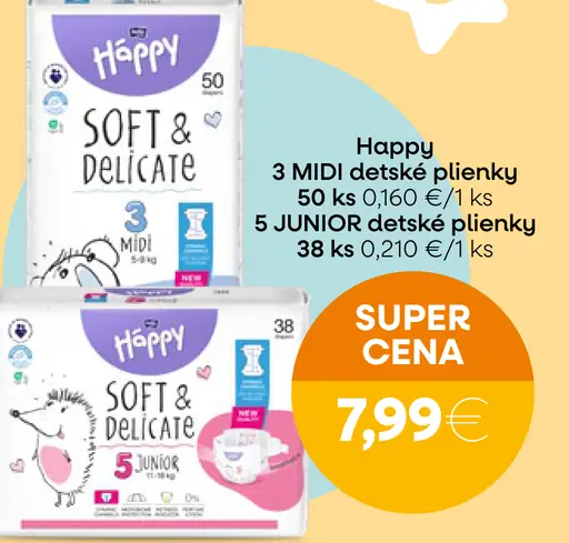 Happy Soft & Delicate MIDI detské plienky 3