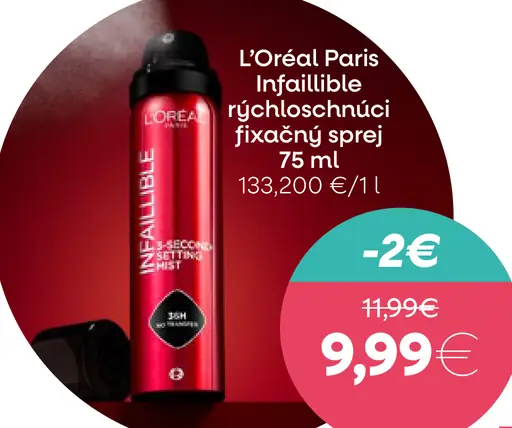 L’Oréal Paris Infaillible rýchloschnúci fixačný sprej