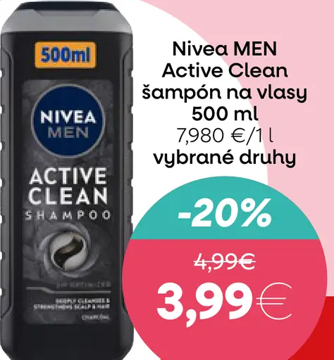 Nivea Men Active Clean šampón na vlasy vybrané druhy