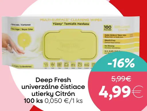 Deep Fresh univerzálne čistiace utierky Citrón